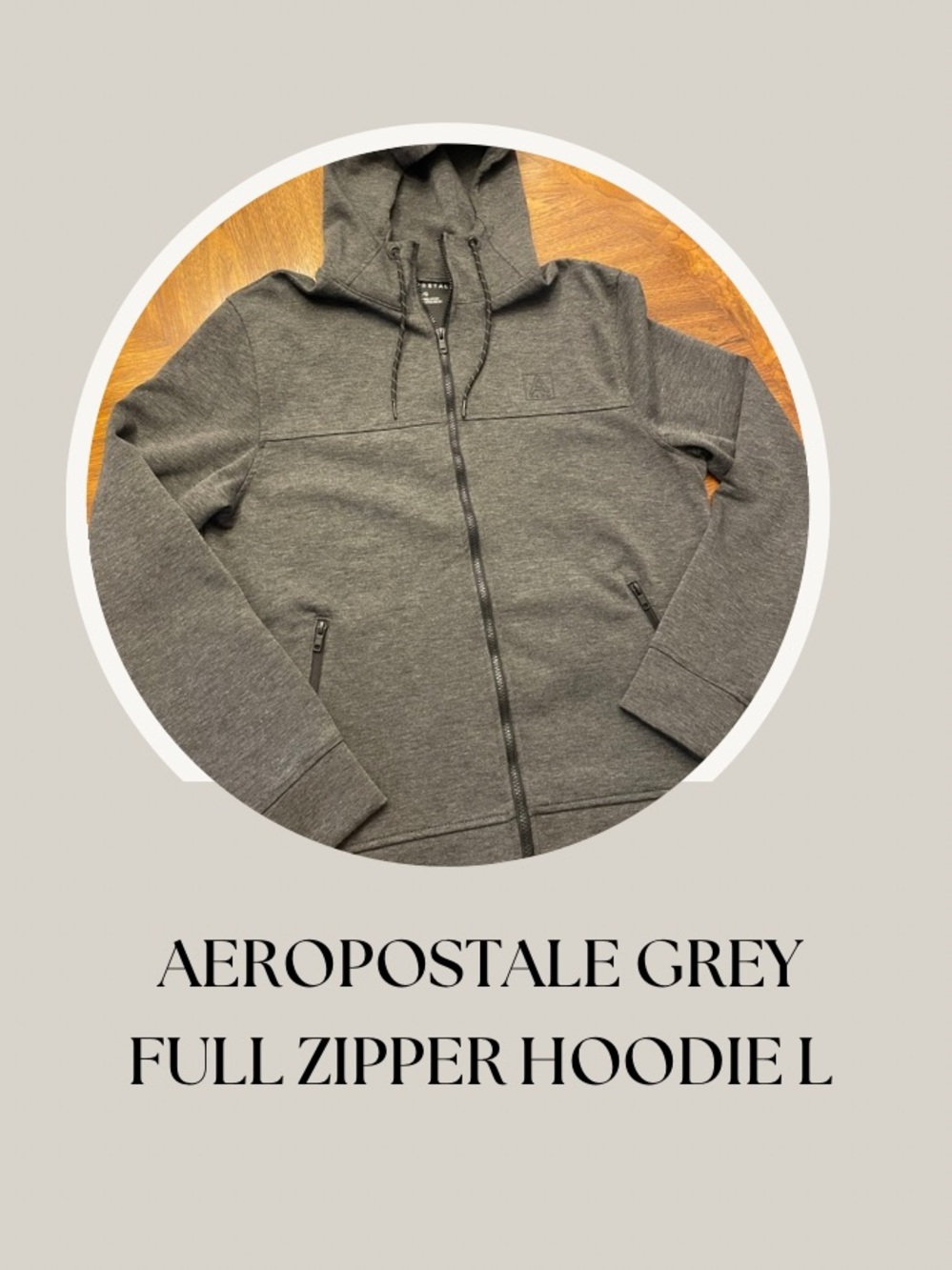 AEROPOSTALE GREY FULL ZIPPER HOODIE L